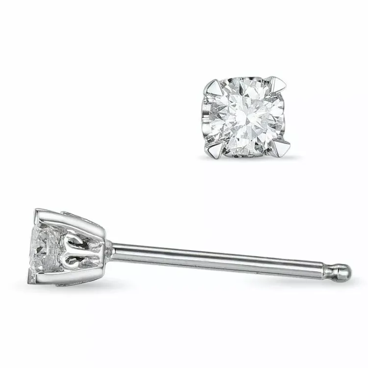 2 x 0,10 ct solitäreörhängestift i 14 karat vitguld med diamant