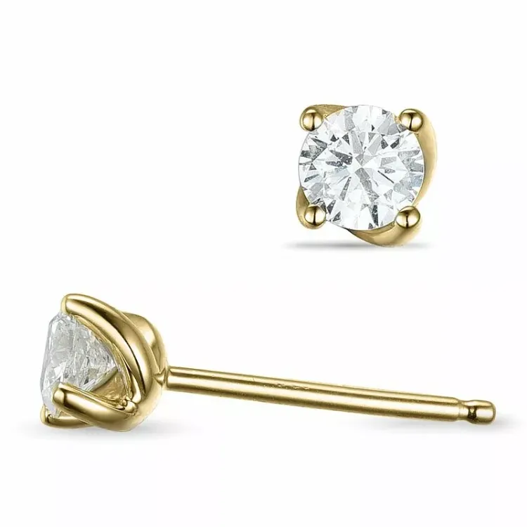 2 x 0,20 ct solitäreörhängestift i 14 karat guld med diamant 
