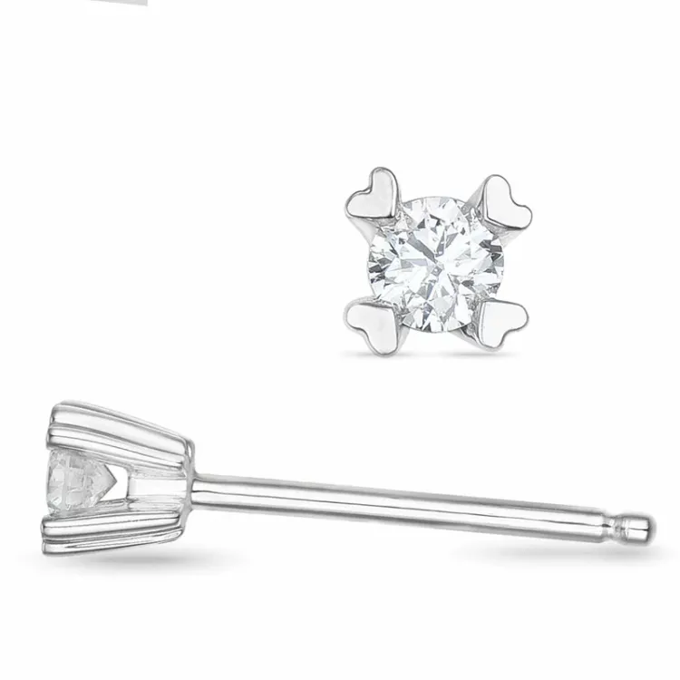 2 x 0,05 ct kampajn -  diamant örhängestift i 14 karat vitguld med diamant 
