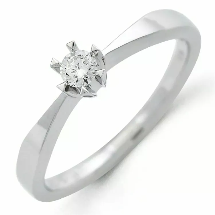 0,10 ct diamant solitärring i 14  karat vitguld 0,10 ct
