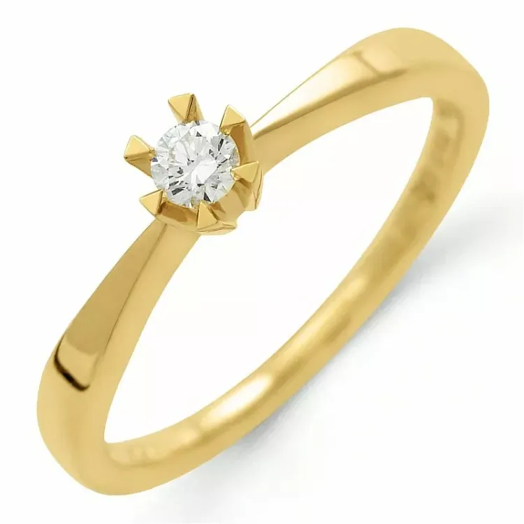 kampajn -  diamant solitärring i 14  karat guld 0,08 ct