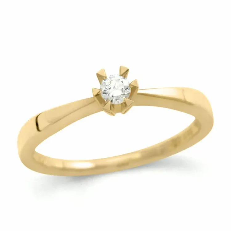 Kollektionsprov solitärring i 14 karat guld 0,10 ct
