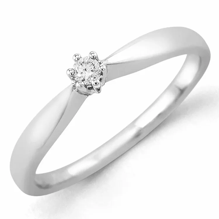 0,05 ct solitärring i 14  karat vitguld
