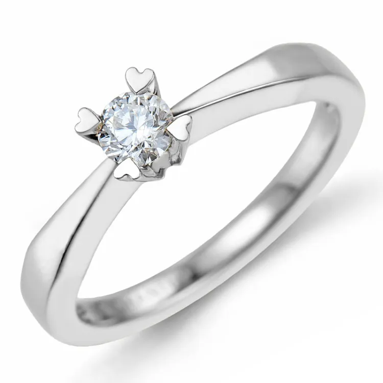 0,10 ct solitär ring i 14  karat vitguld