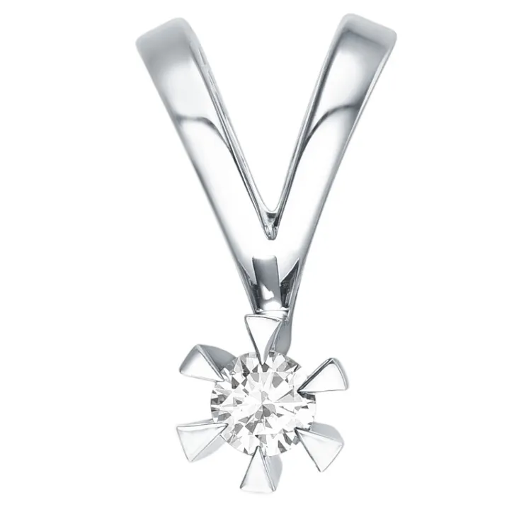 diamant solitärberlock i 14  carat vitguld 0,10 ct