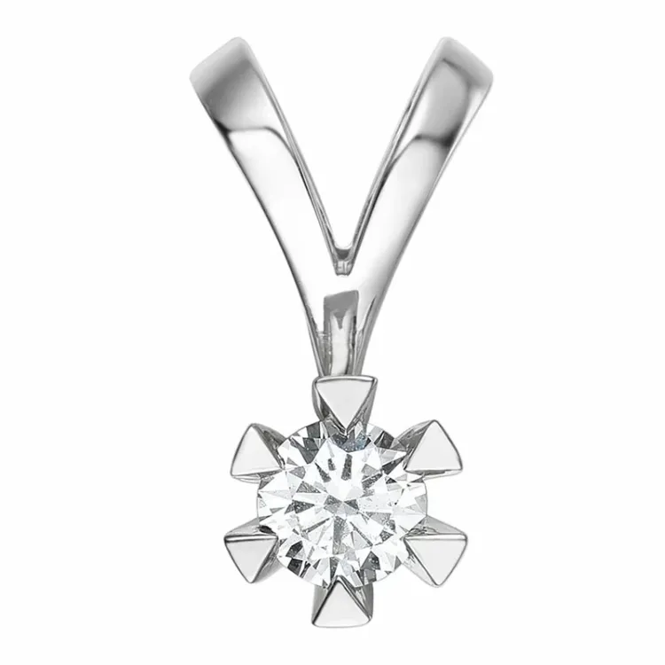 0,40 ct lab grown diamant solitärberlock i 14  carat vitguld 0,40 ct