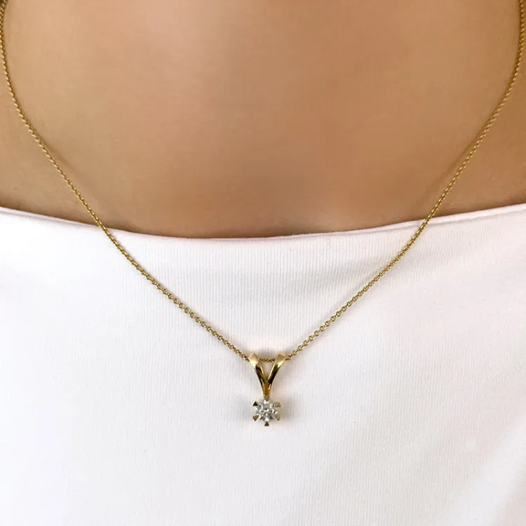 0,30 ct lab grown diamant solitärberlock i 14  carat guld 0,30 ct