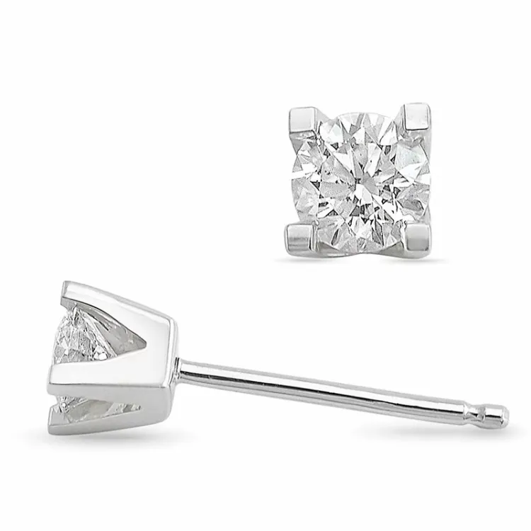2 x 0,20 ct kampajn -  diamant örhängestift i 14 karat vitguld med diamant 