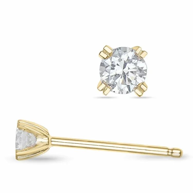 2 x 0,10 ct solitäreörhängestift i 14 karat guld med diamant
