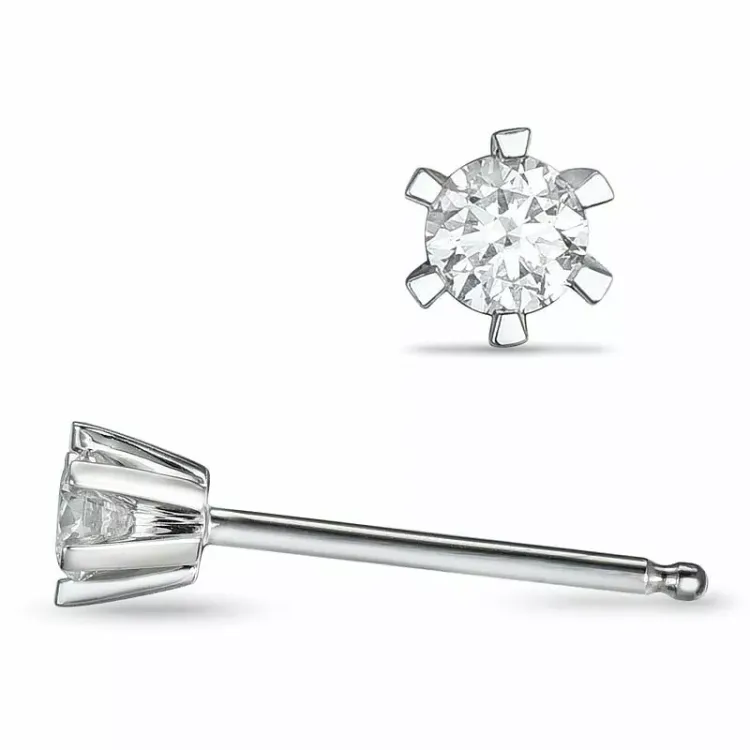 2 x 0,10 ct solitäreörhängestift i 14 karat vitguld med diamant 