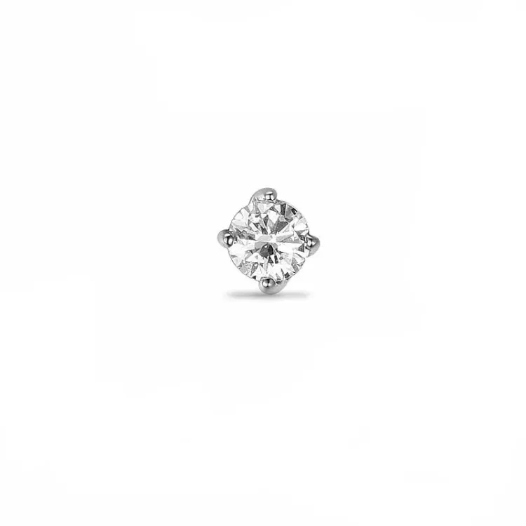 1 x 0,05 ct diamant solitäreörhängestift i 14 karat vitguld med diamant 