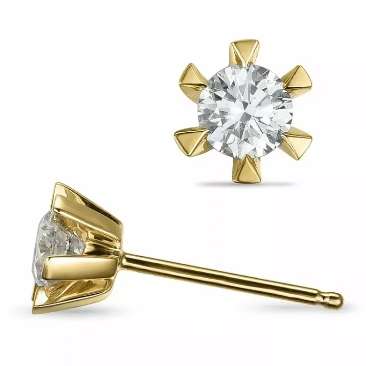 2 x 0,30 ct lab grown diamant solitäreörhängestift i 14 karat guld med lab grown diamant 