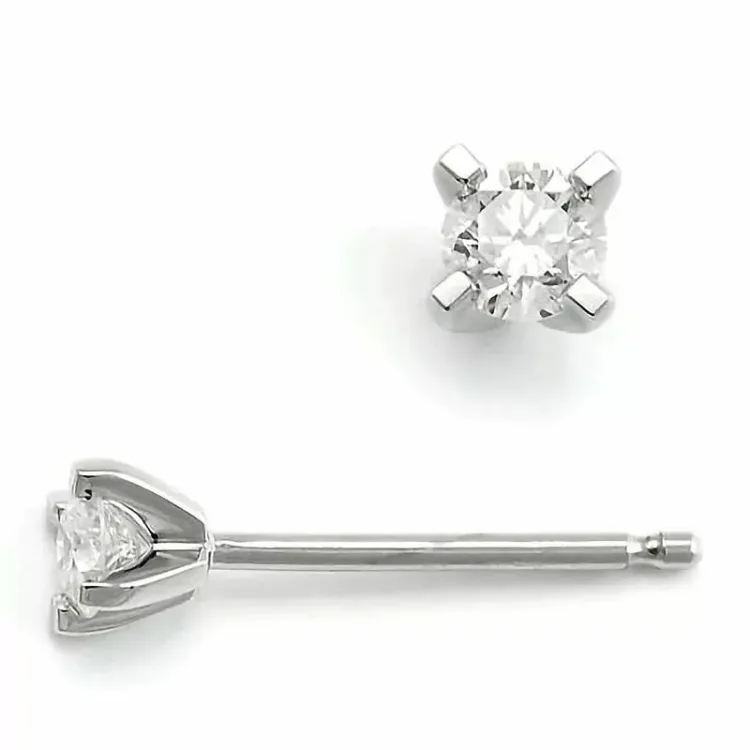 2 x 0,10 ct solitäreörhängestift i 14 karat vitguld med diamant