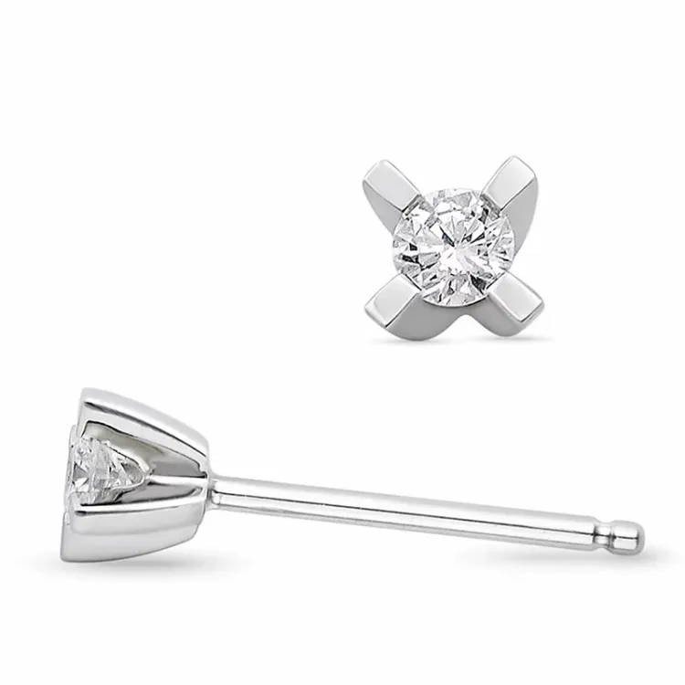 2 x 0,05 ct solitäreörhängestift i 14 karat vitguld med diamant