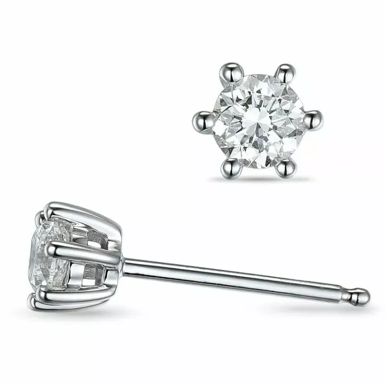 2 x 0,20 ct solitäreörhängestift i 14 karat vitguld med diamant