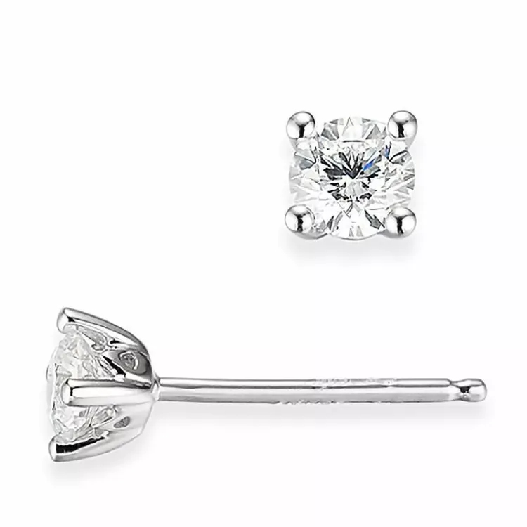 2 x 0,20 ct solitäreörhängestift i 14 karat vitguld med diamant