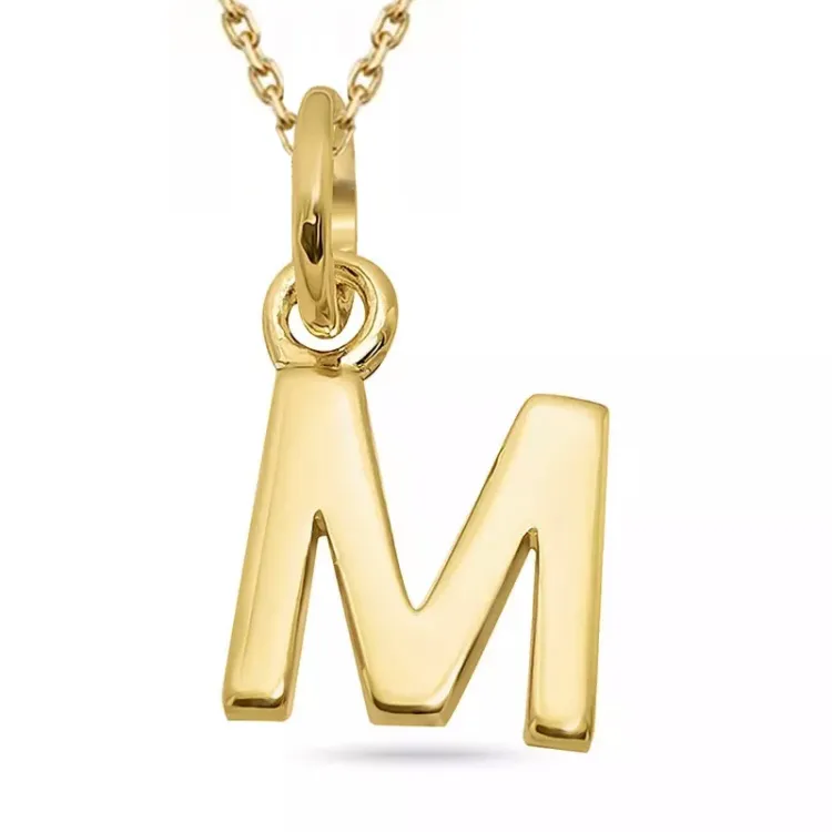 bokstav m halsband i förgyllt silver med hängen i förgyllt silver - My Letter