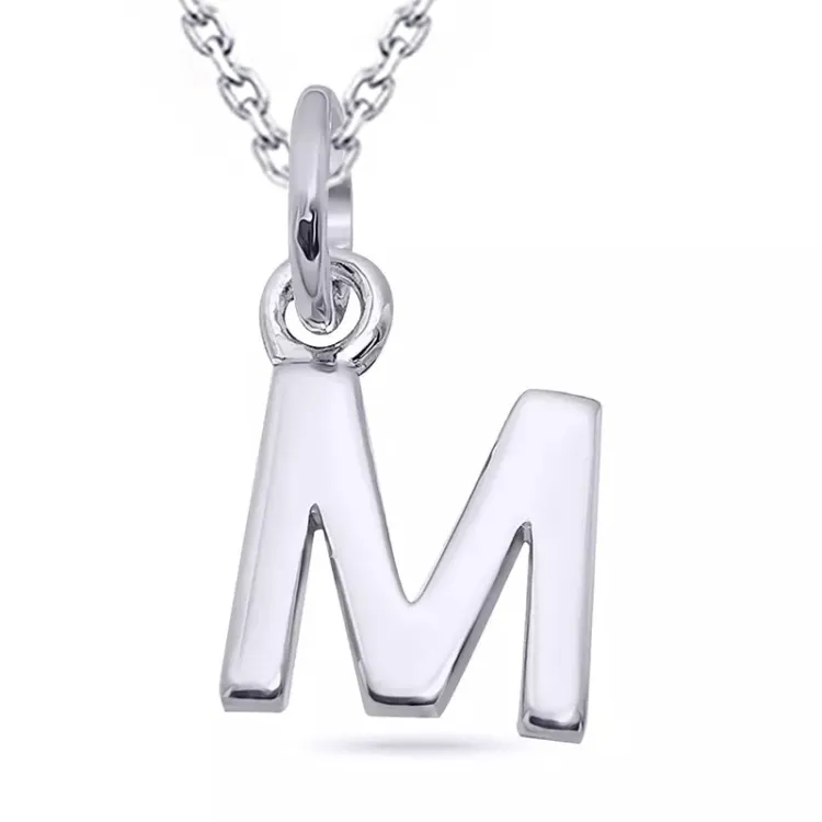 bokstav m halsband i silver med hängen i silver - My Letter
