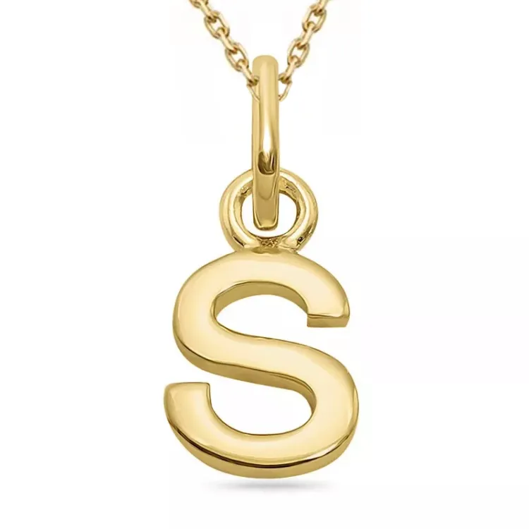 bokstav s halsband i förgyllt silver med hängen i förgyllt silver - My Letter