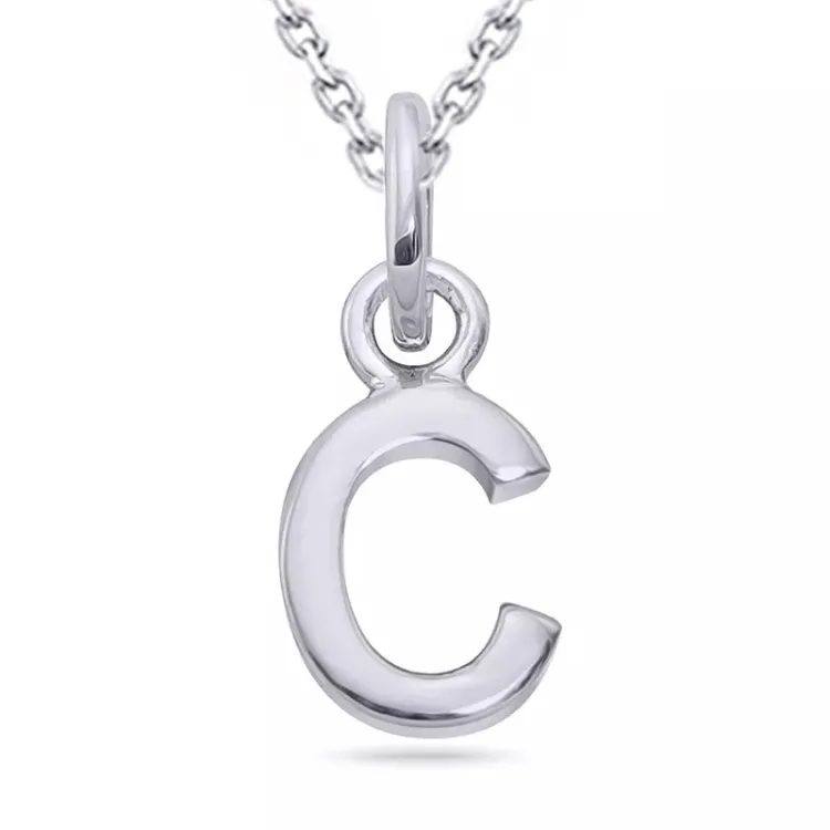 bokstav c halsband i silver med hängen i silver - My Letter