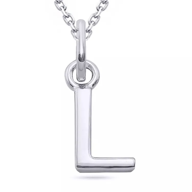 bokstav l halsband i silver med hängen i silver - My Letter