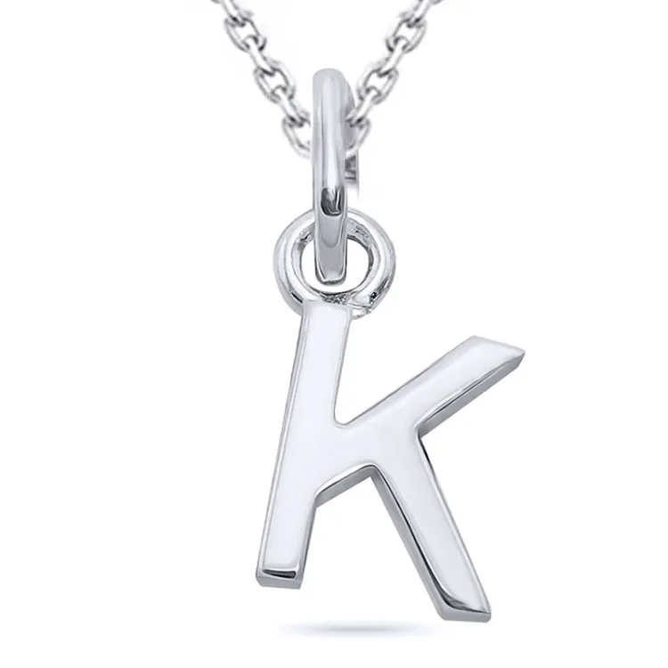 bokstav k halsband i silver med hängen i silver - My Letter