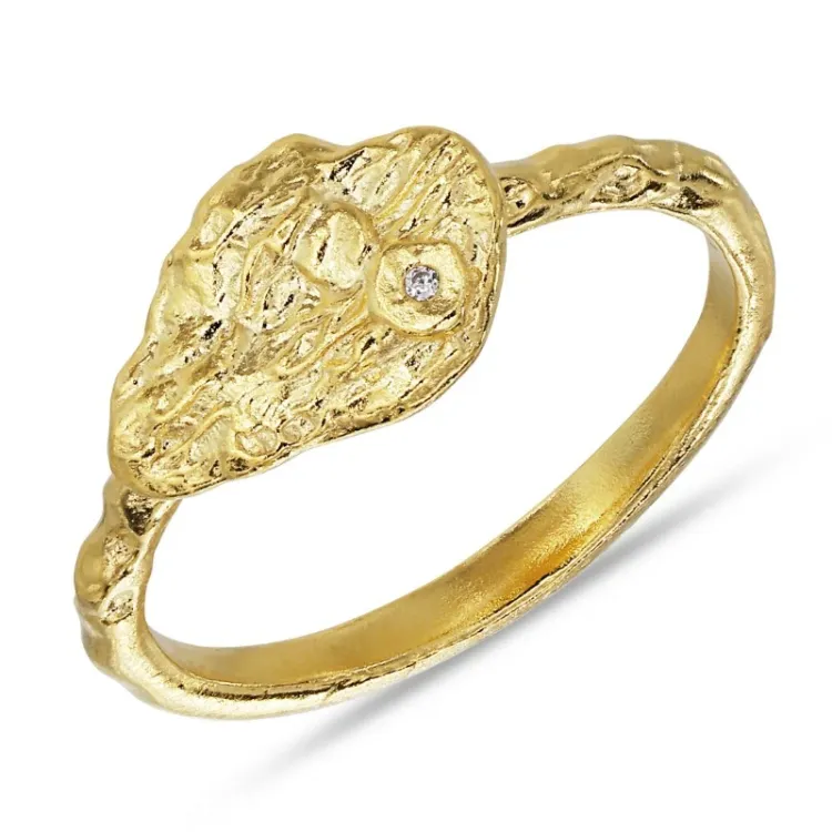 zirkon ring i förgyllt silver - Lumé Etched