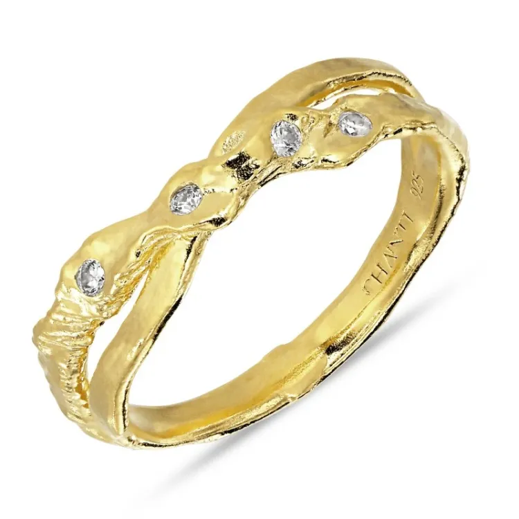 zirkon ring i förgyllt silver - Lumé Etched