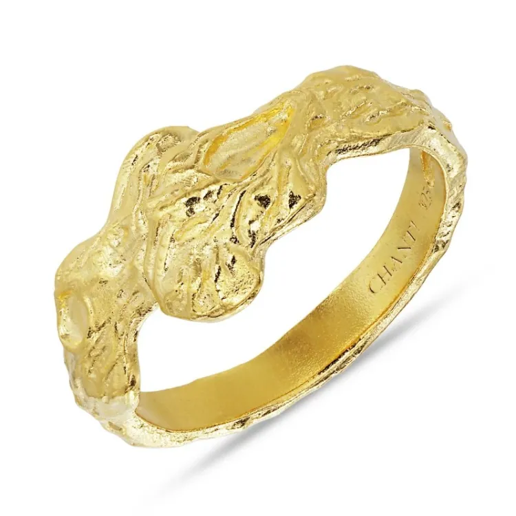 bred ring i förgyllt silver - Lumé Etched