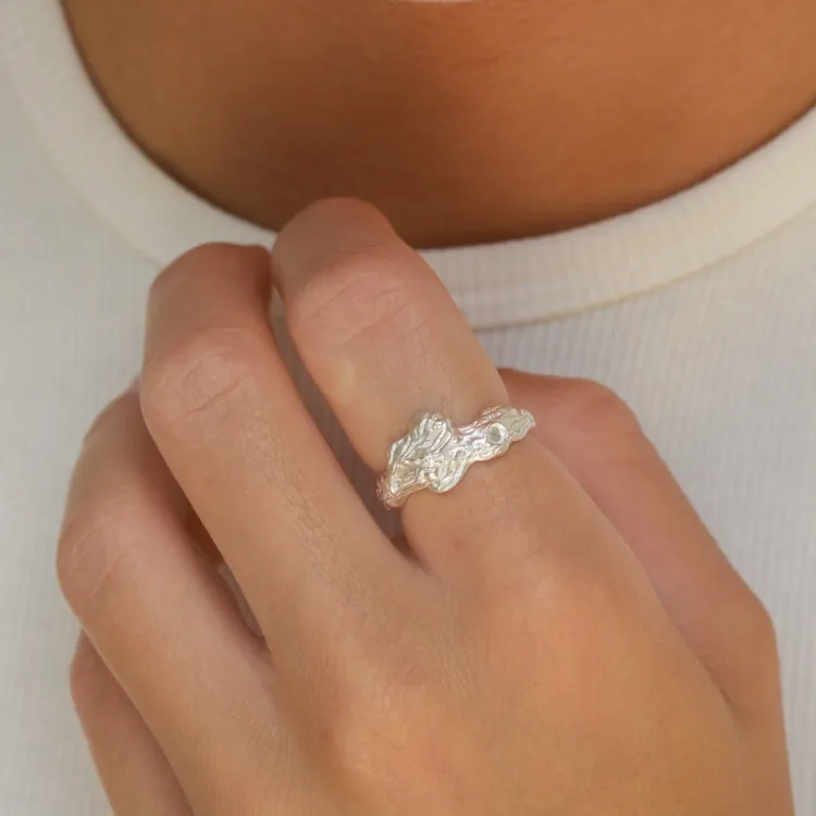 bred ring i silver - Lumé Etched