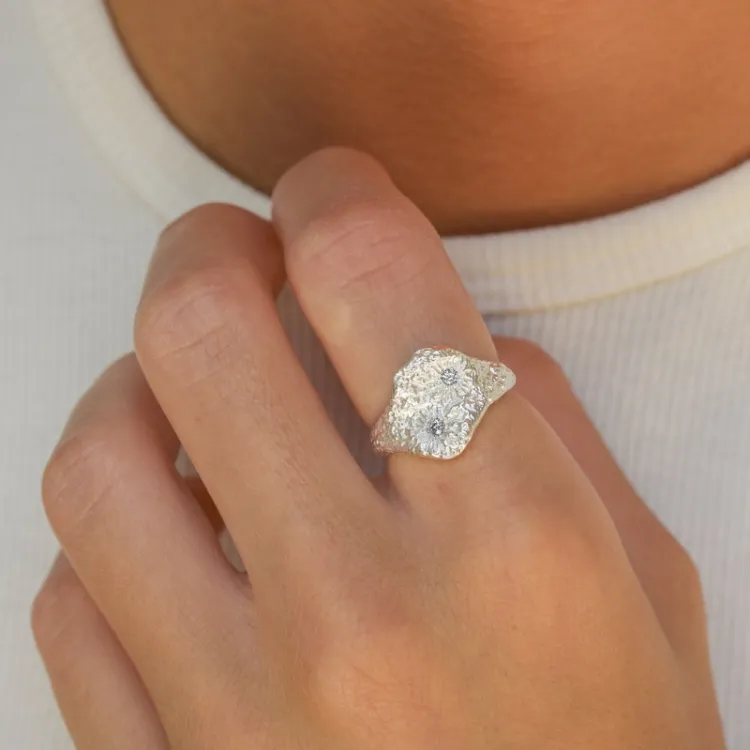 zirkon ring i silver - Lumé Etched