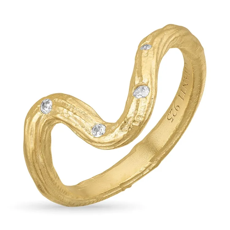 zirkon ring i förgyllt silver - Lumé Etched