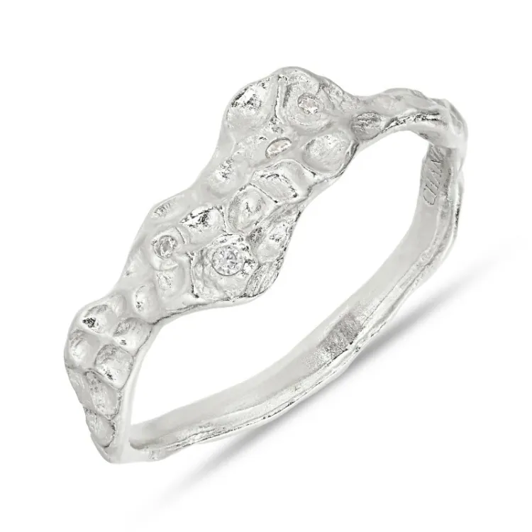 vit zirkon ring i silver - Lumé Etched