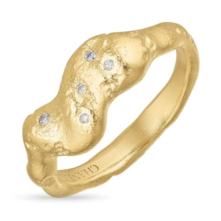 zirkon ring i förgyllt silver - Lumé Etched