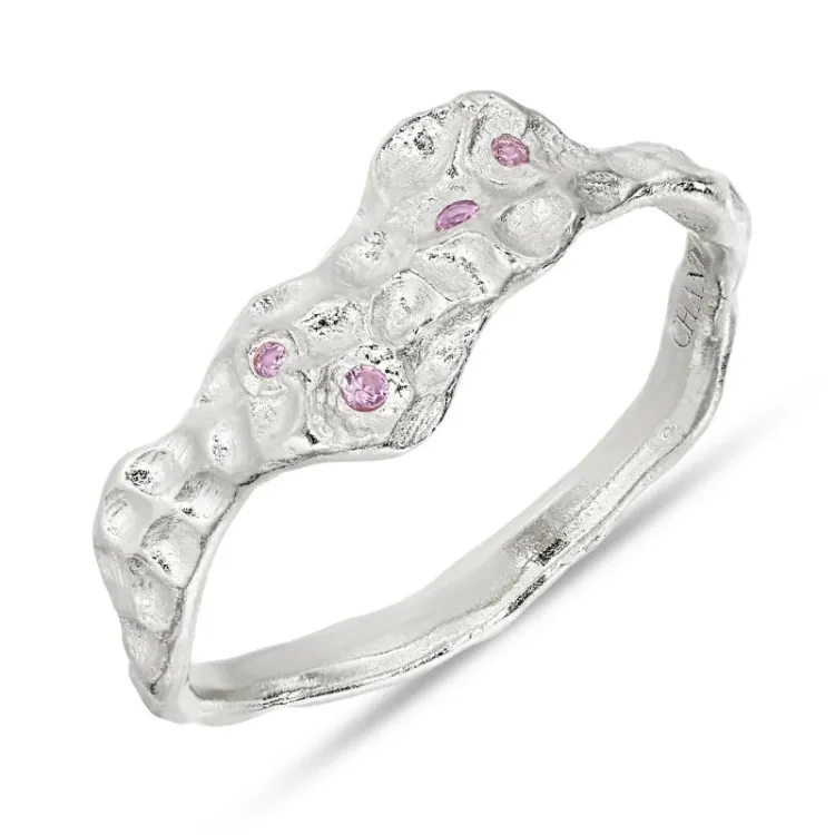 rosa zirkon ring i silver - Lumé Etched