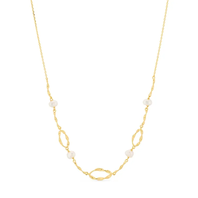 pärla halsband i förgyllt silver - Lumé Etched