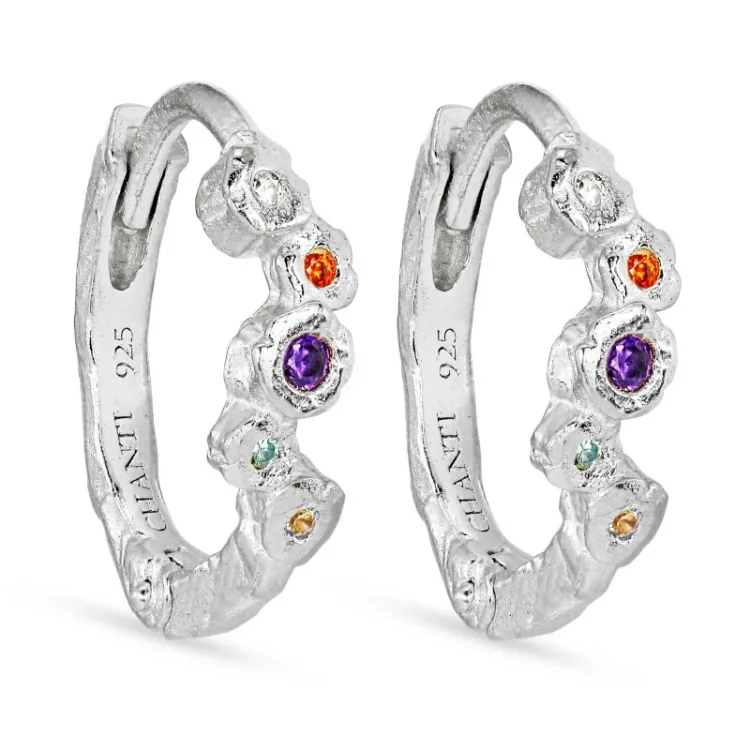 14,5 mm multifärgade zirkon creol i silver - Bubbly Twist