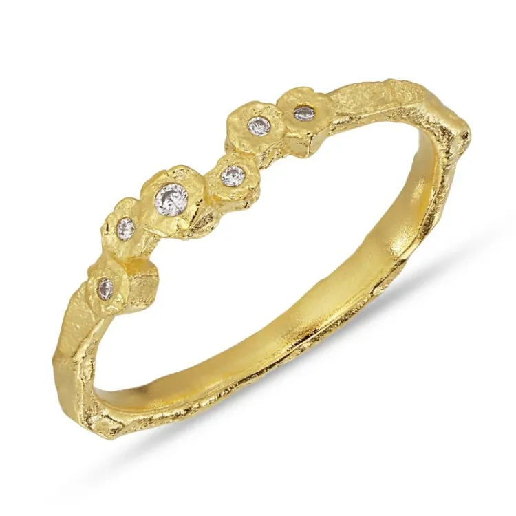 vit zirkon ring i förgyllt silver - Bubbly Sparkle