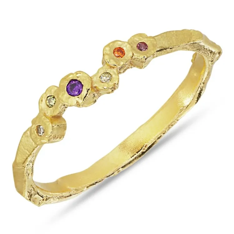 lila zirkon ring i förgyllt silver - Bubbly Twist
