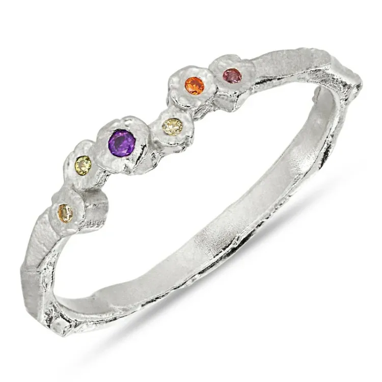 multifärgat zirkon ring i silver - Bubbly Twist