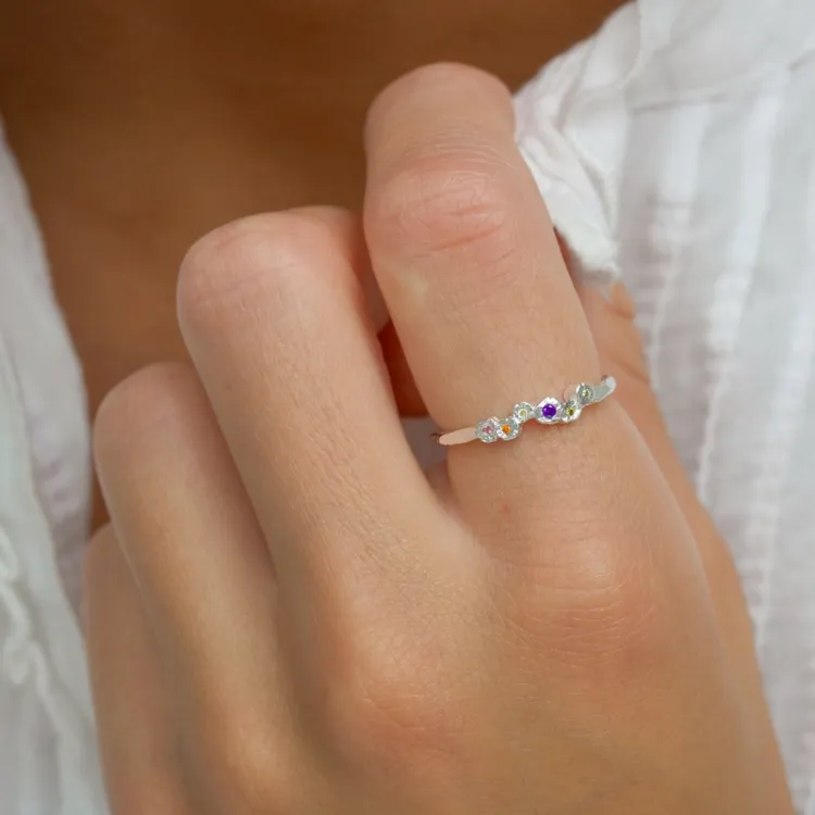 multifärgat zirkon ring i silver - Bubbly Twist