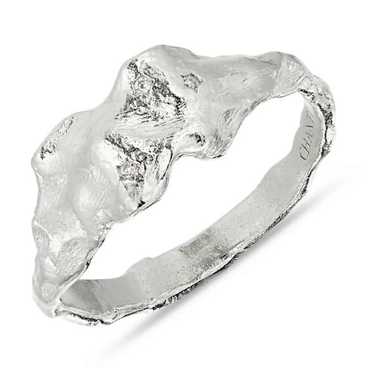 bred zirkon ring i silver - Lumé Etched