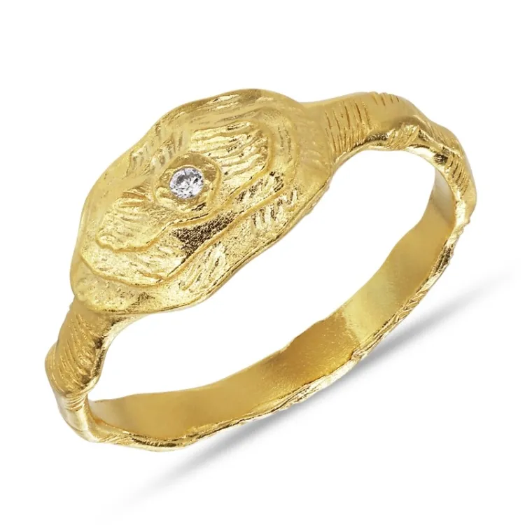zirkon ring i förgylld mässing - Eliné