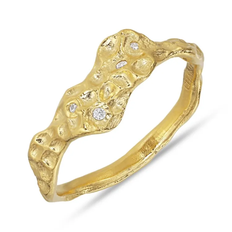 zirkon ring i förgylld mässing - Eliné
