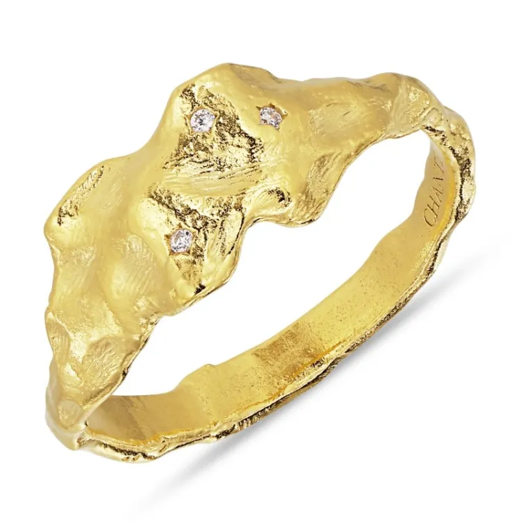 zirkon ring i förgylld mässing - Eliné