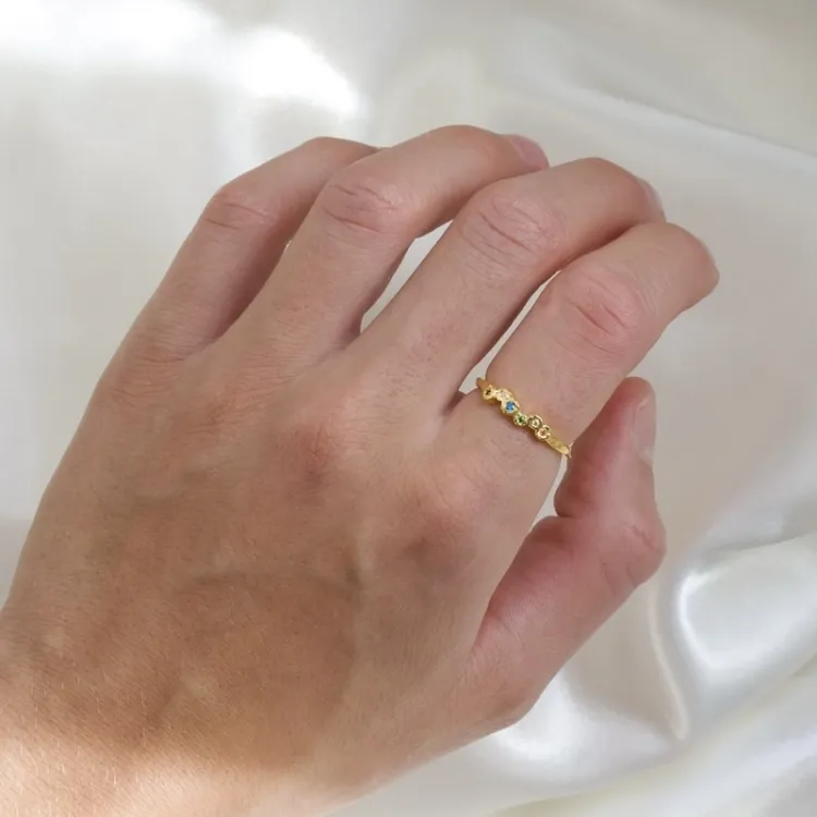 multifärgat zirkon ring i förgylld mässing - Eliné