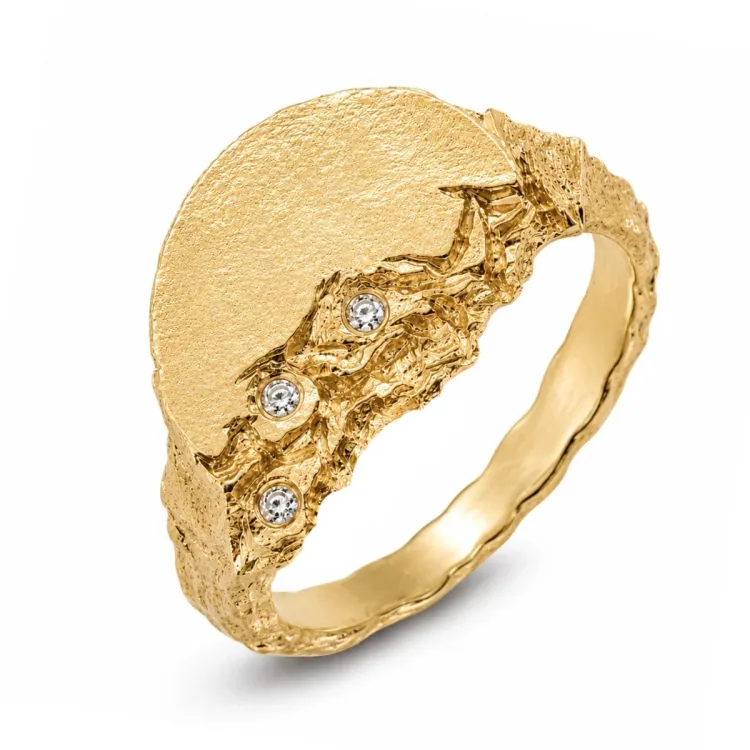 zirkon ring i förgylld mässing - Lumé Etched