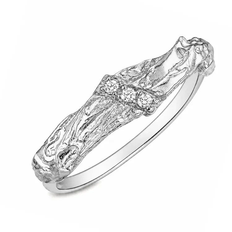 zirkon ring i försilvrad mässing - Lumé Etched