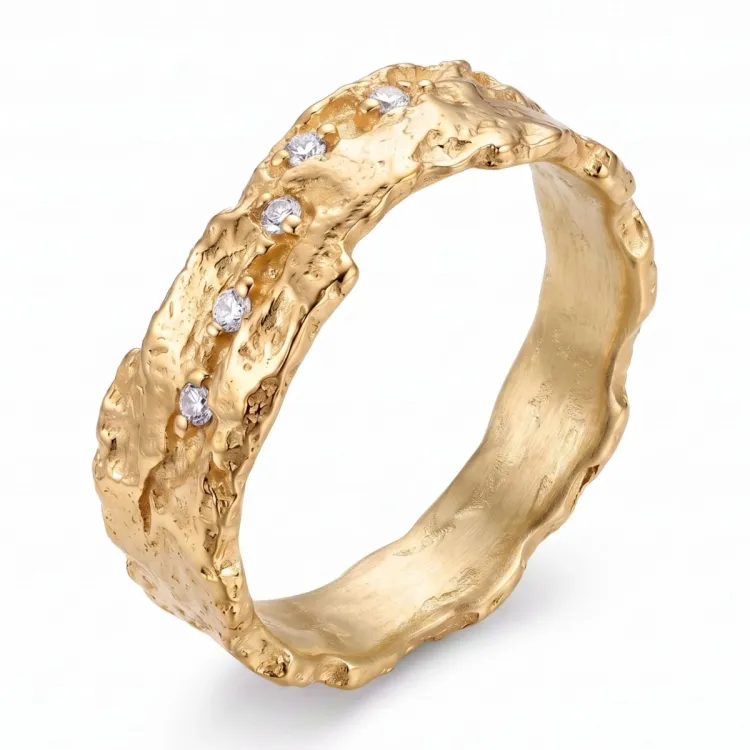 zirkon ring i förgylld mässing - Lumé Etched