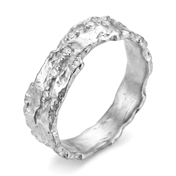 zirkon ring i försilvrad mässing - Lumé Etched